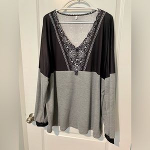 Waffle knit printed long sleeve shirt 4X Fly Curvy